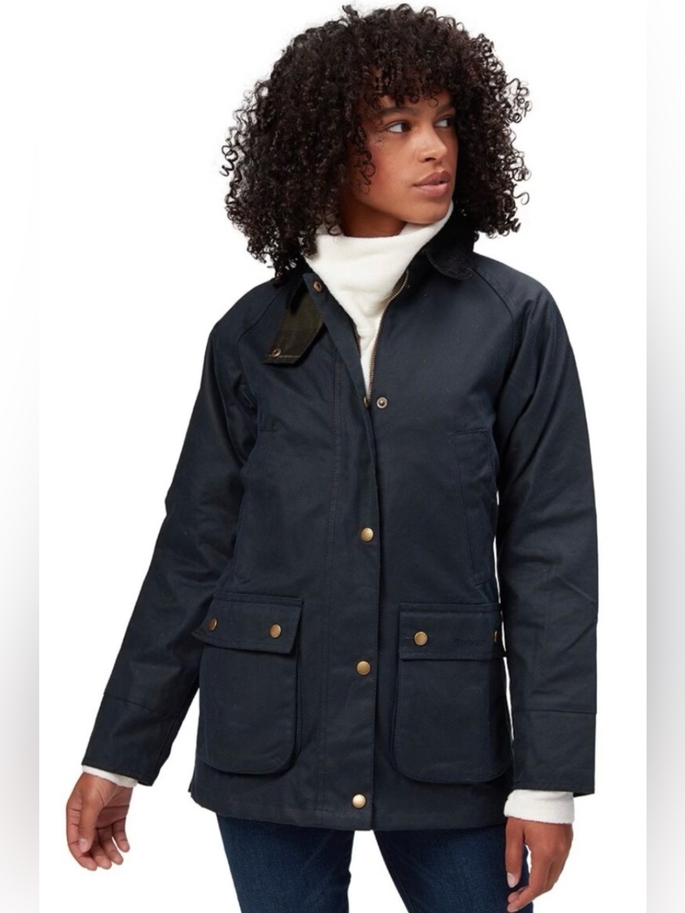 Barbour Acorn Wax Jacket Women's UK 20 US 16 Navy